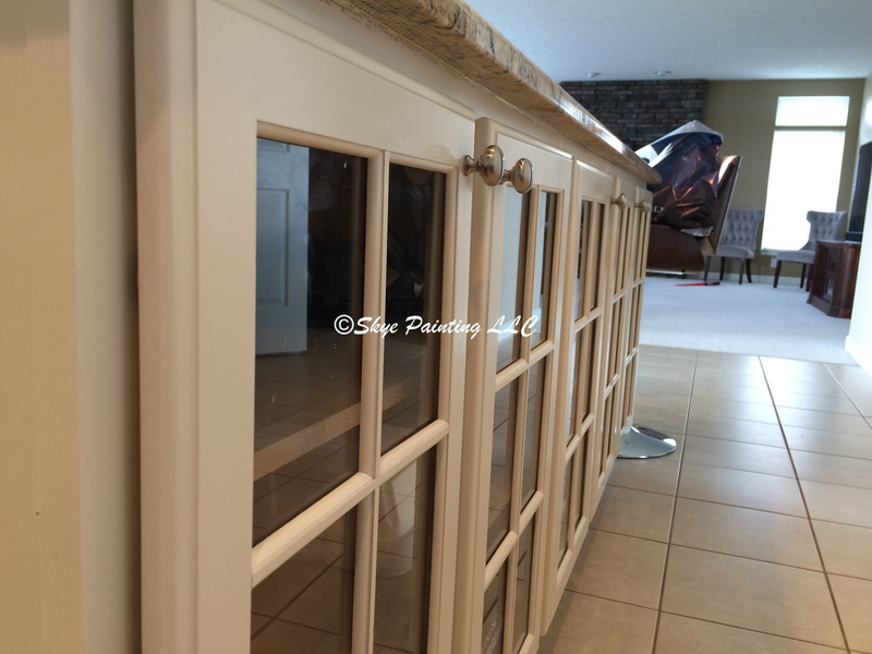 Kitchen Island cabinets after painting. Skye Painting