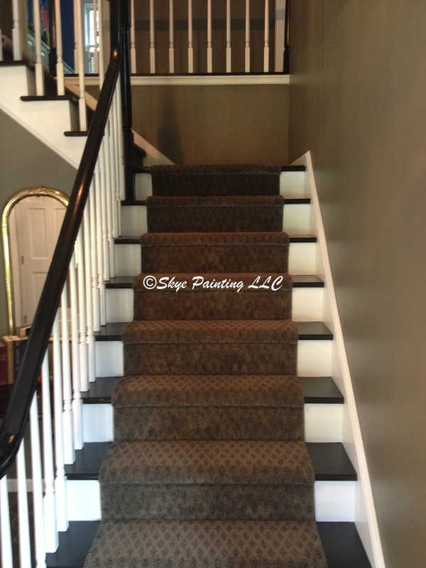 staircase after wallpaper removal and painted. Skye Painting