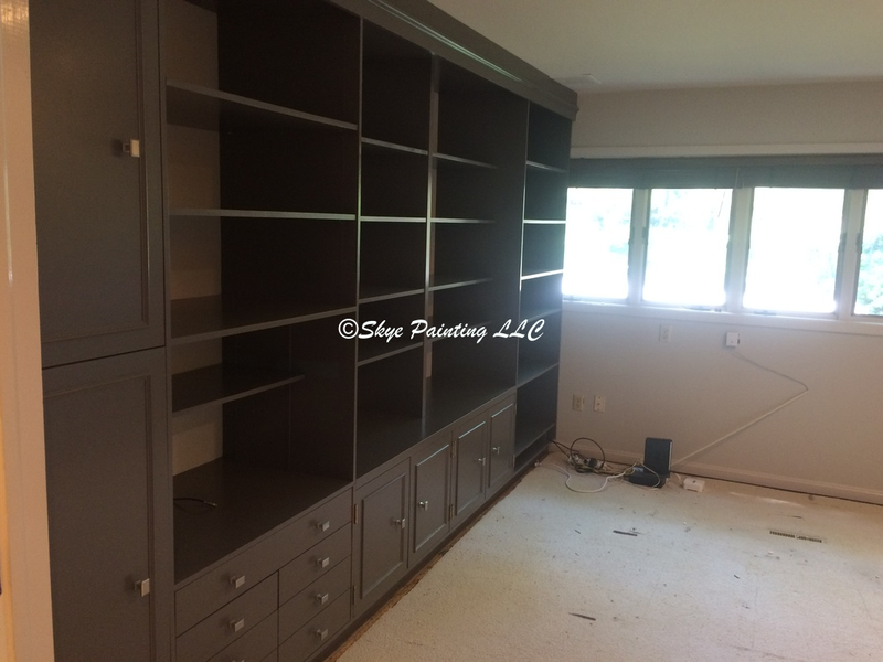 Office bookcases after painting cabinets. Skye Painting