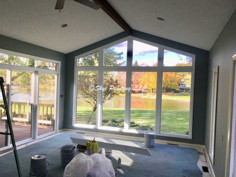 Sunroom trim and walls after painting. Skye Painting